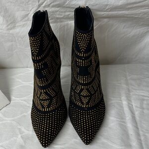 Thalia Sodi Black Copper Beaded Alejandra Heels Size 7.5